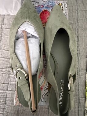 Jeffrey Campbell mint Green Suede Pointed Slingback Flats